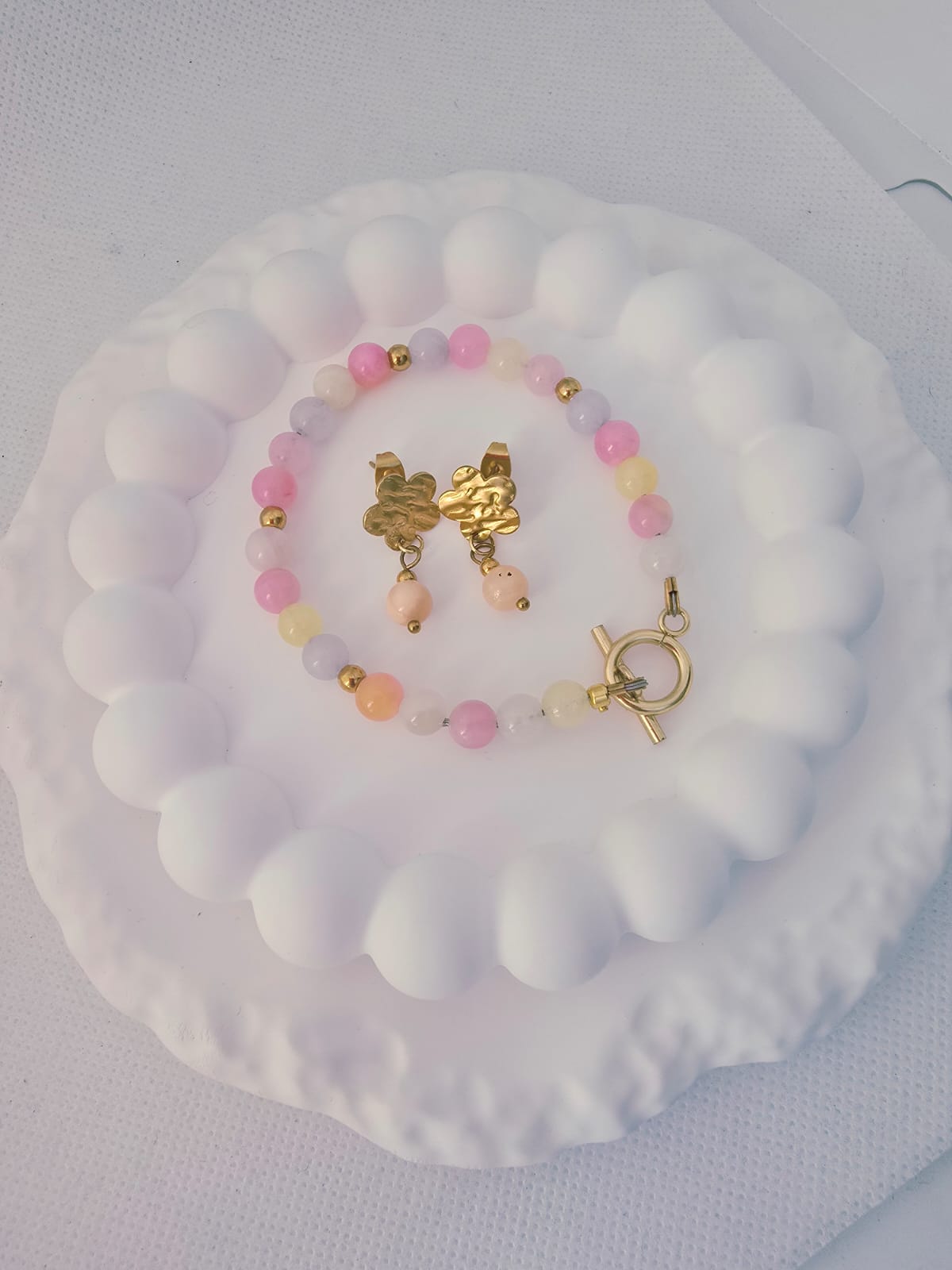 Kolczyki kwiatuszki- jadeit perski