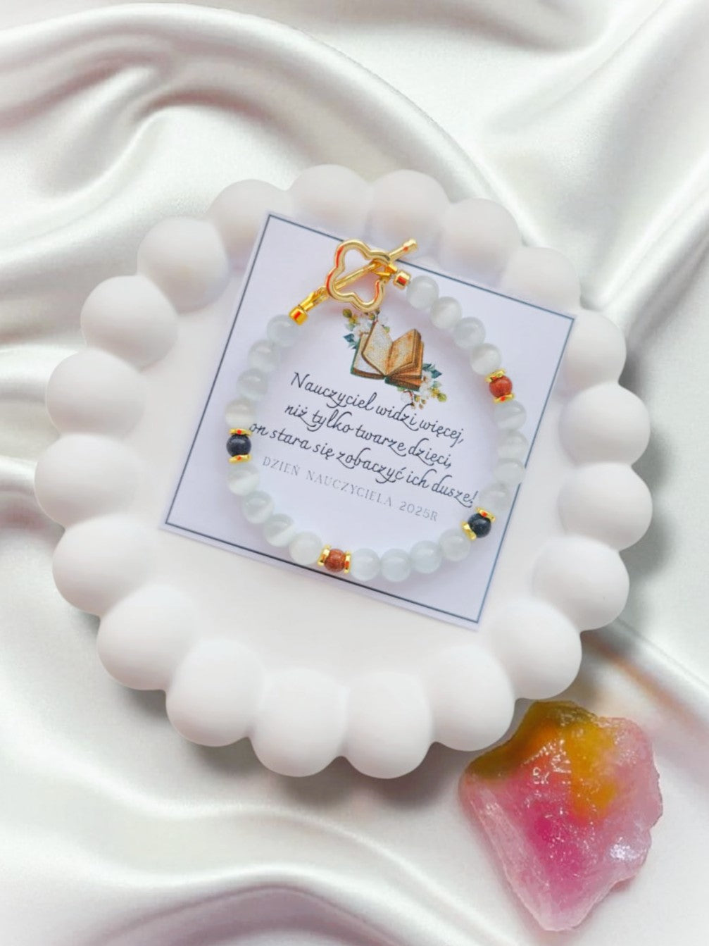 Bransoletka „Magia Nocy”- kamień księżycowy, noc Kairu, piasek pustyni