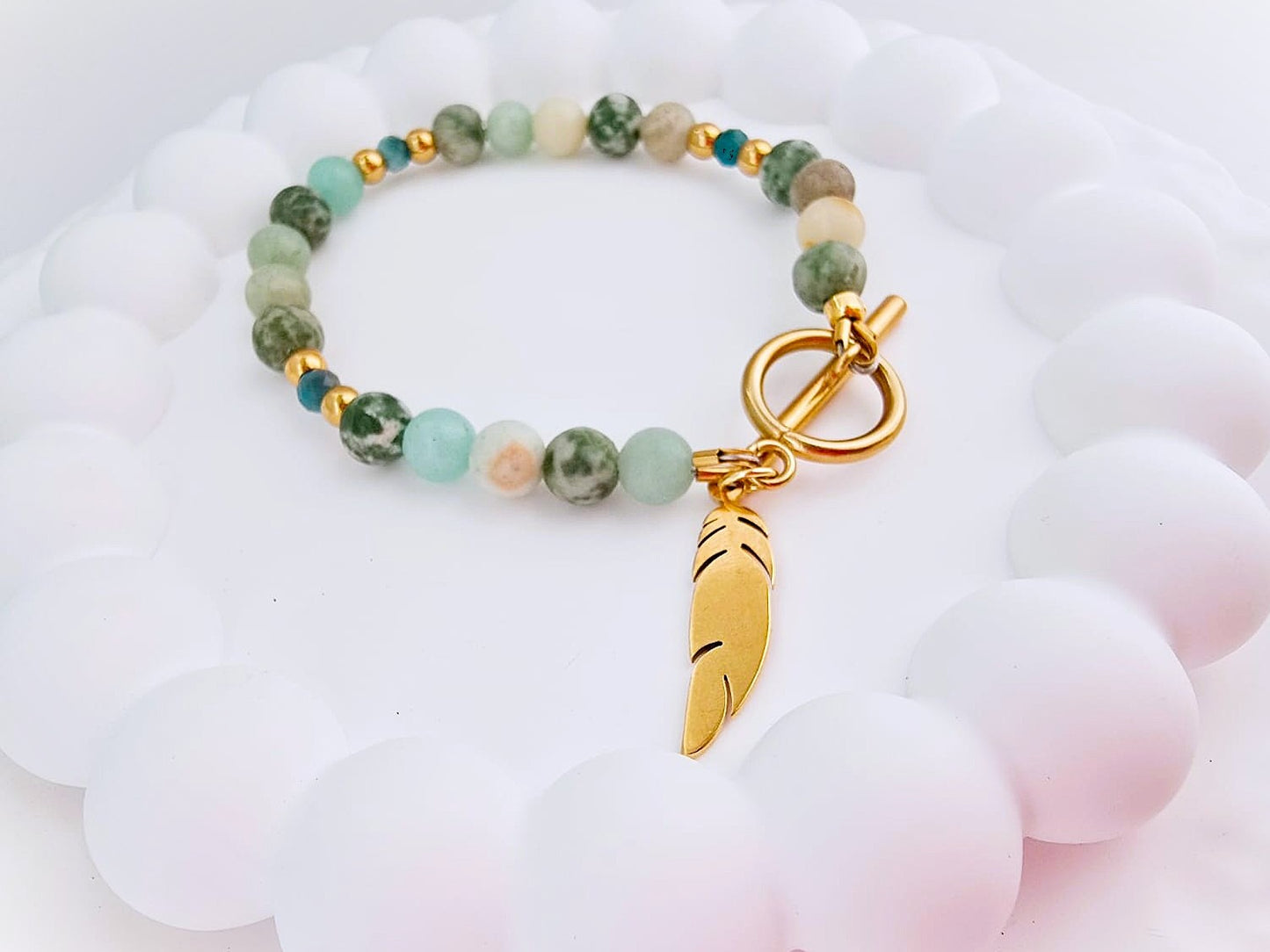 Bransoletka z Bransoletka z jaspisem afrykańskim, amazonitem i apatytem