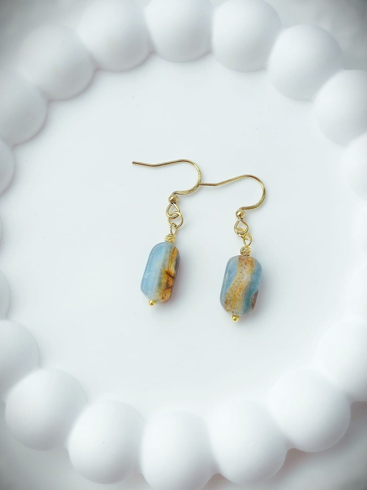 Kolczyki z prostokątnym kalcytem