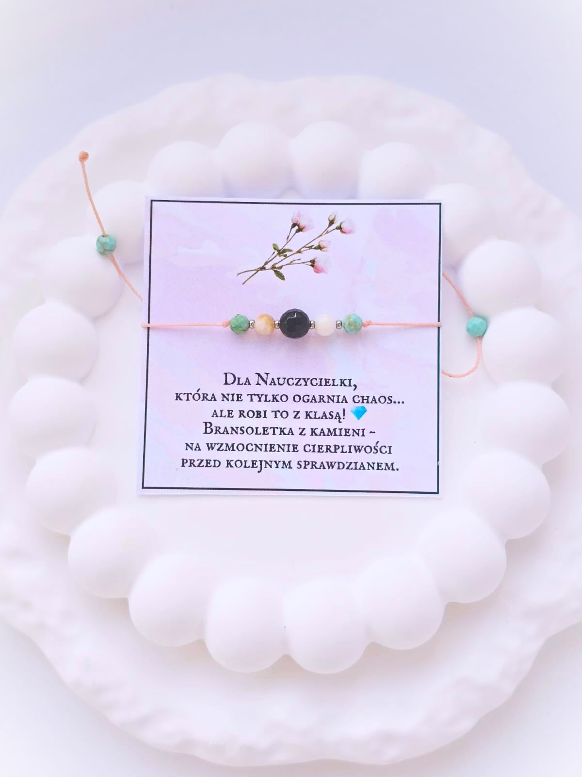 Bransoletka dla nauczyciela- Turkus, amazonit, Onyks