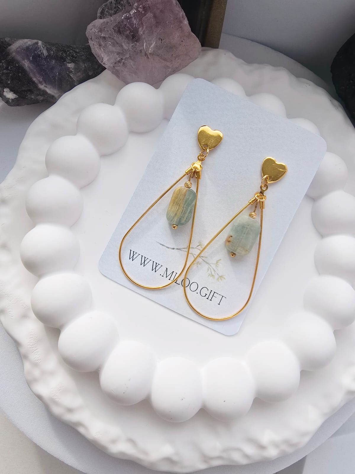 Długie wiszące kolczyki z kalcytem