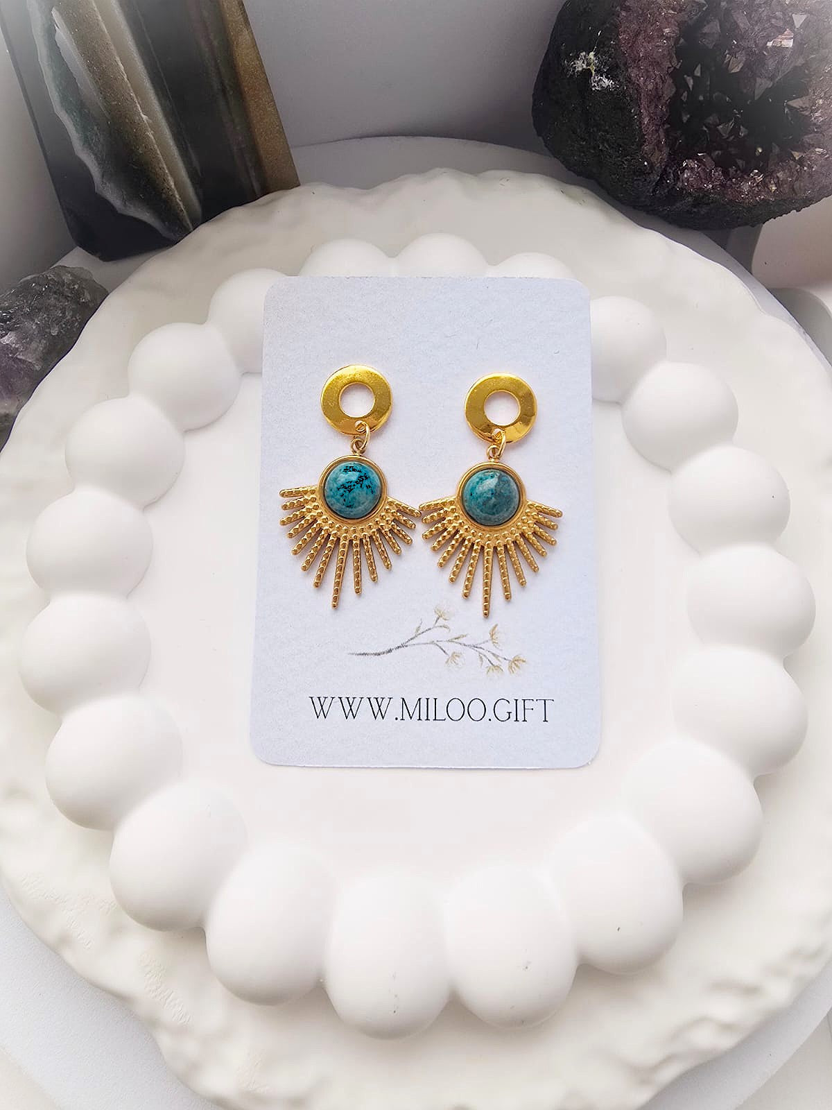 Kolczyki z niebieskim agatem (chalcedonem)