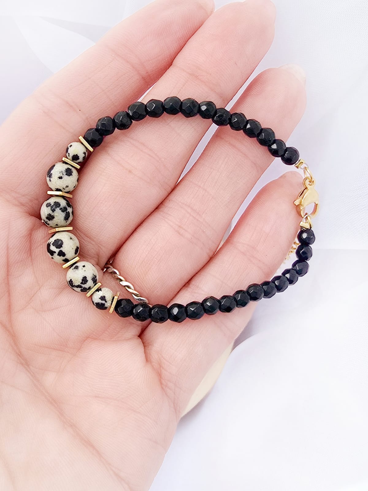 Bransoletka- Jaspis dalmatyński, onyks