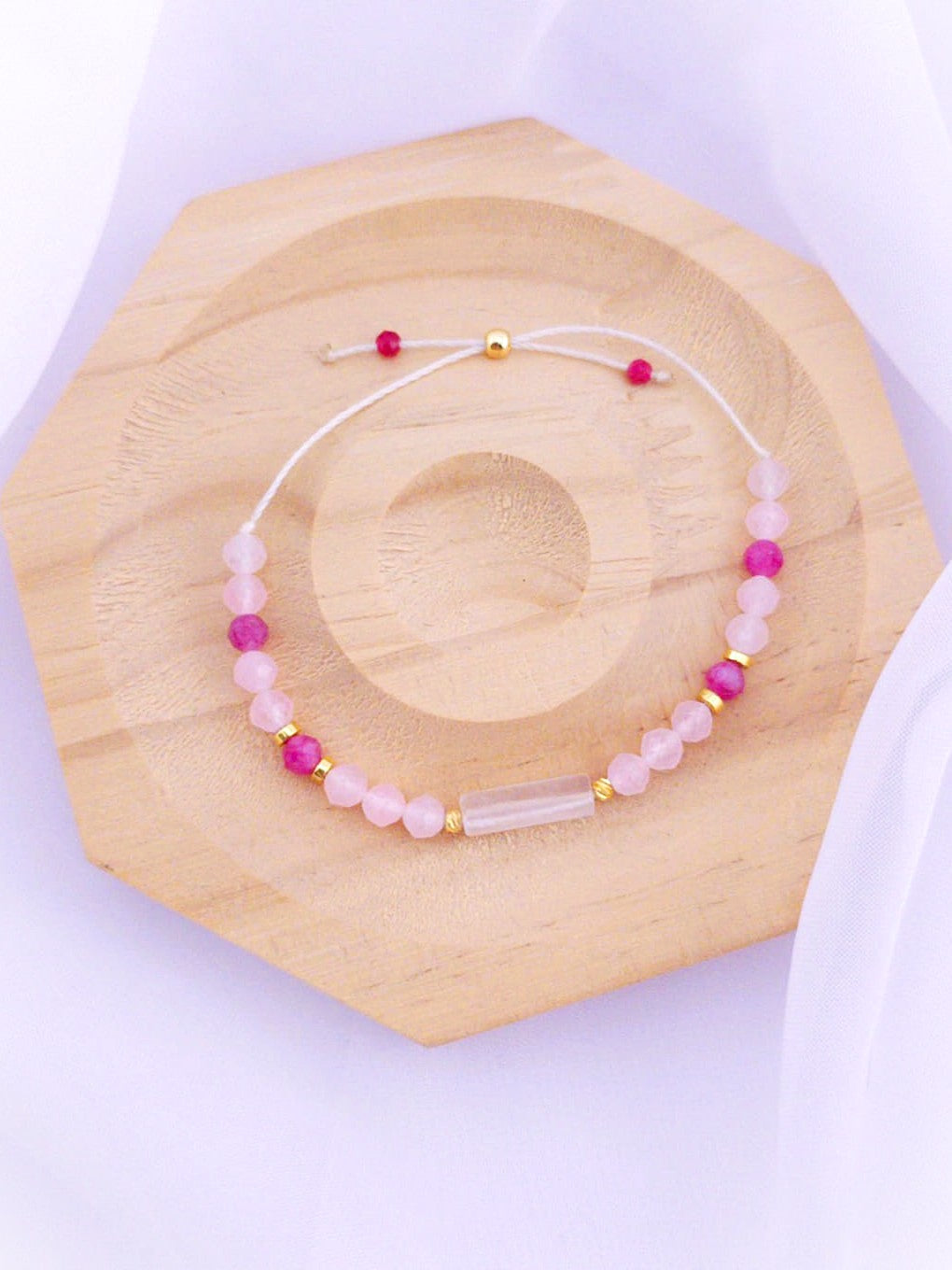 Bransoletka z kwarcem różowym i różowym turmalinem