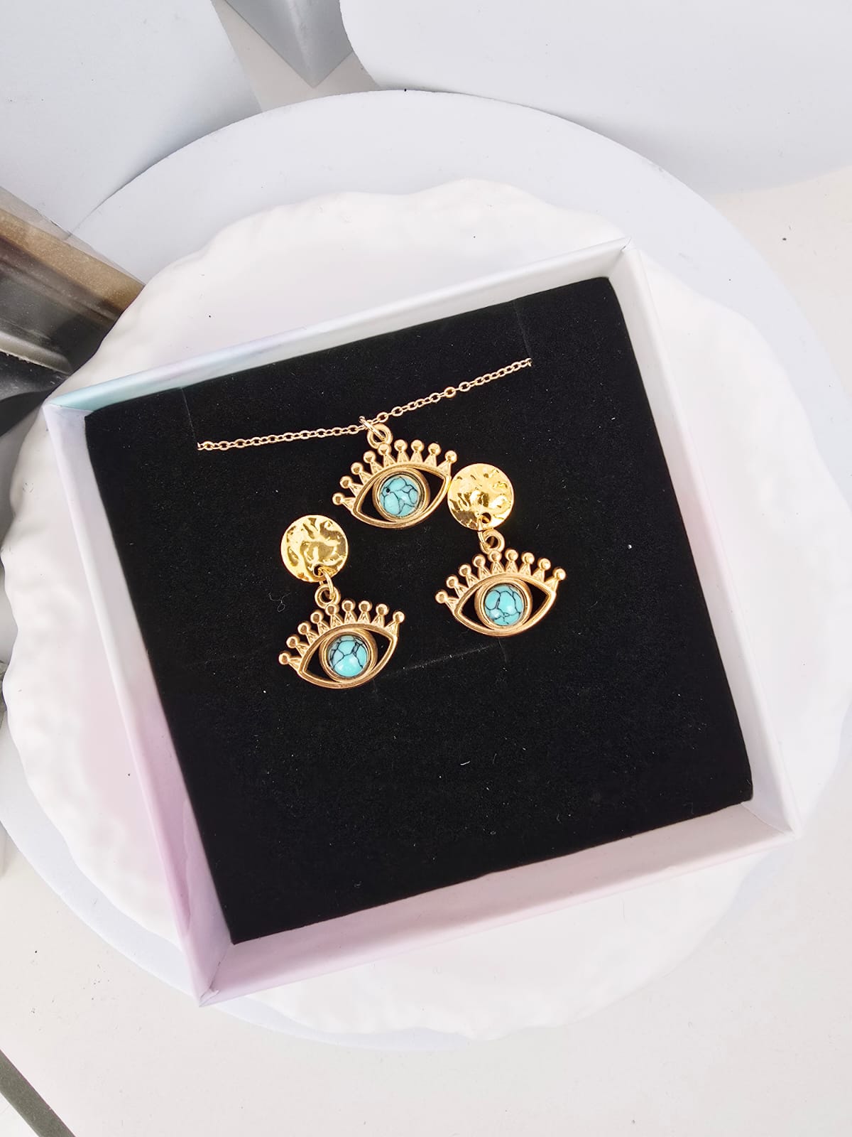 Zestaw- kolczyki i naszyjnik z turkusem