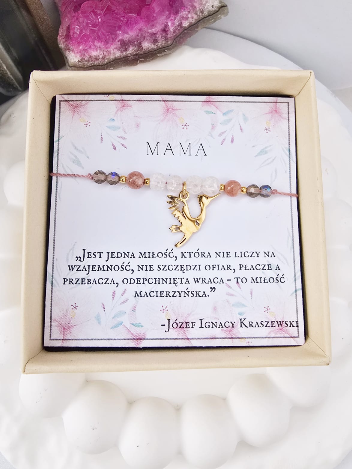 Bransoletka z Labradorytem, kryształem górskim, kamieniem słonecznym- Kamienie Naturalne | Miloo