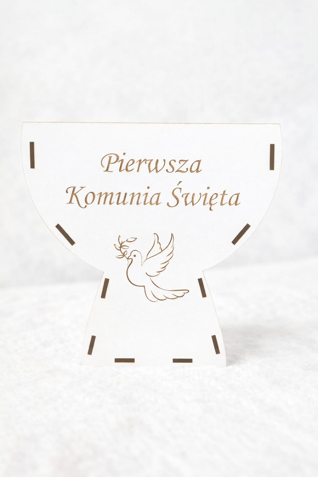 Pudełko-Kielich mszalny z grafiką- gołąbek z gałązką drzewa oliwnego