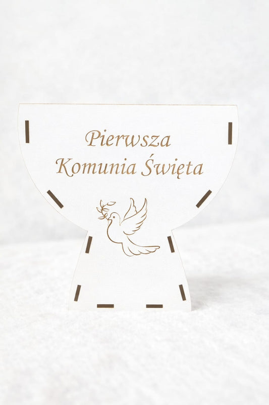Pudełko-Kielich mszalny z grafiką- gołąbek z gałązką drzewa oliwnego