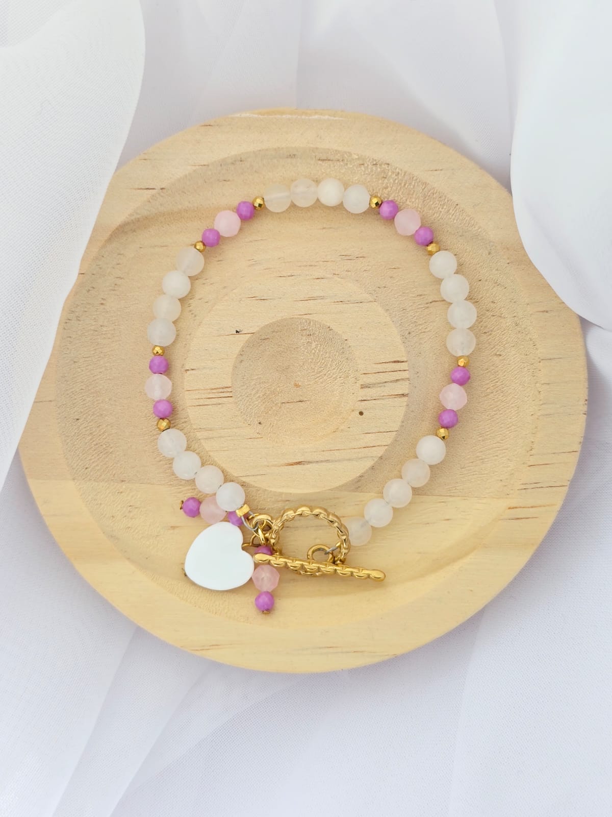 Bransoletka- z purpurową miką, awenturynem i kwarcem różowym