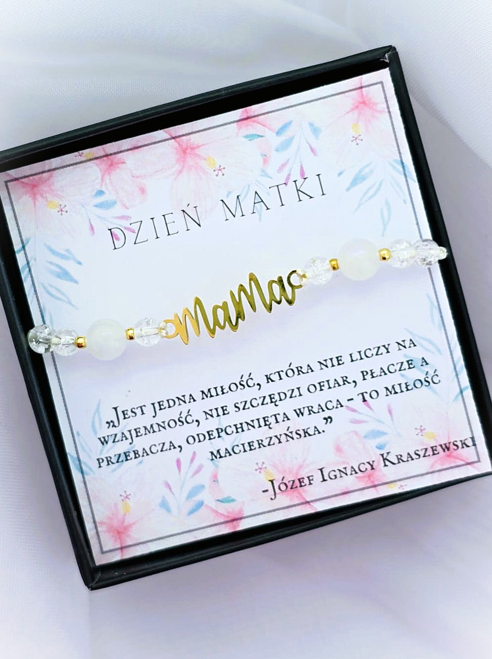 Bransoletka- mama- z kryształem górskim