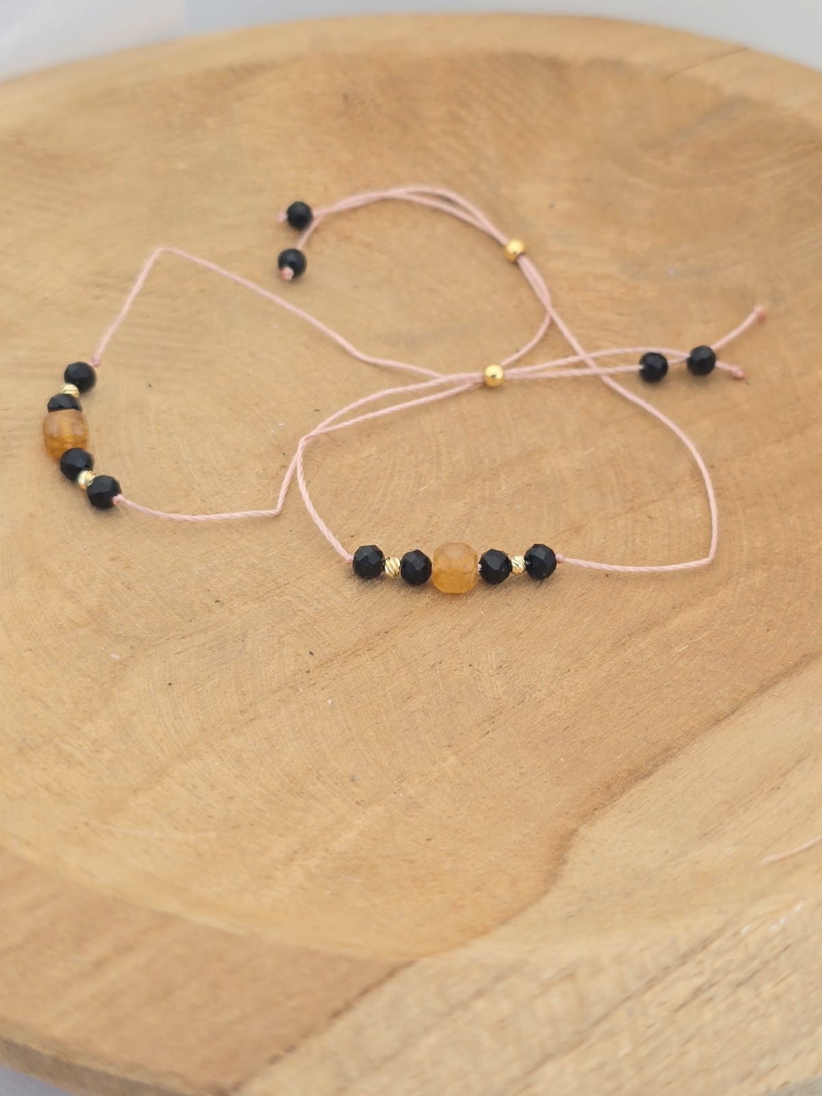 Bransoletka dla mamy i córki- czarny turmalin i pomarańczowy turmalin