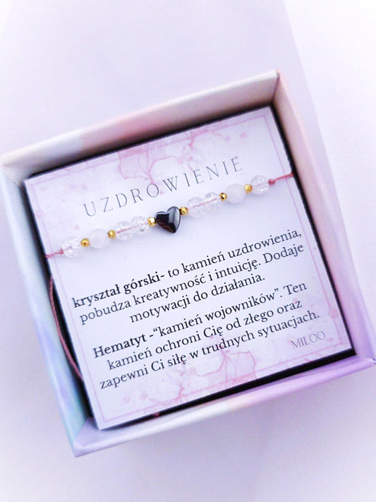 talizman uzdrowienia- hematyt i kryształ górski