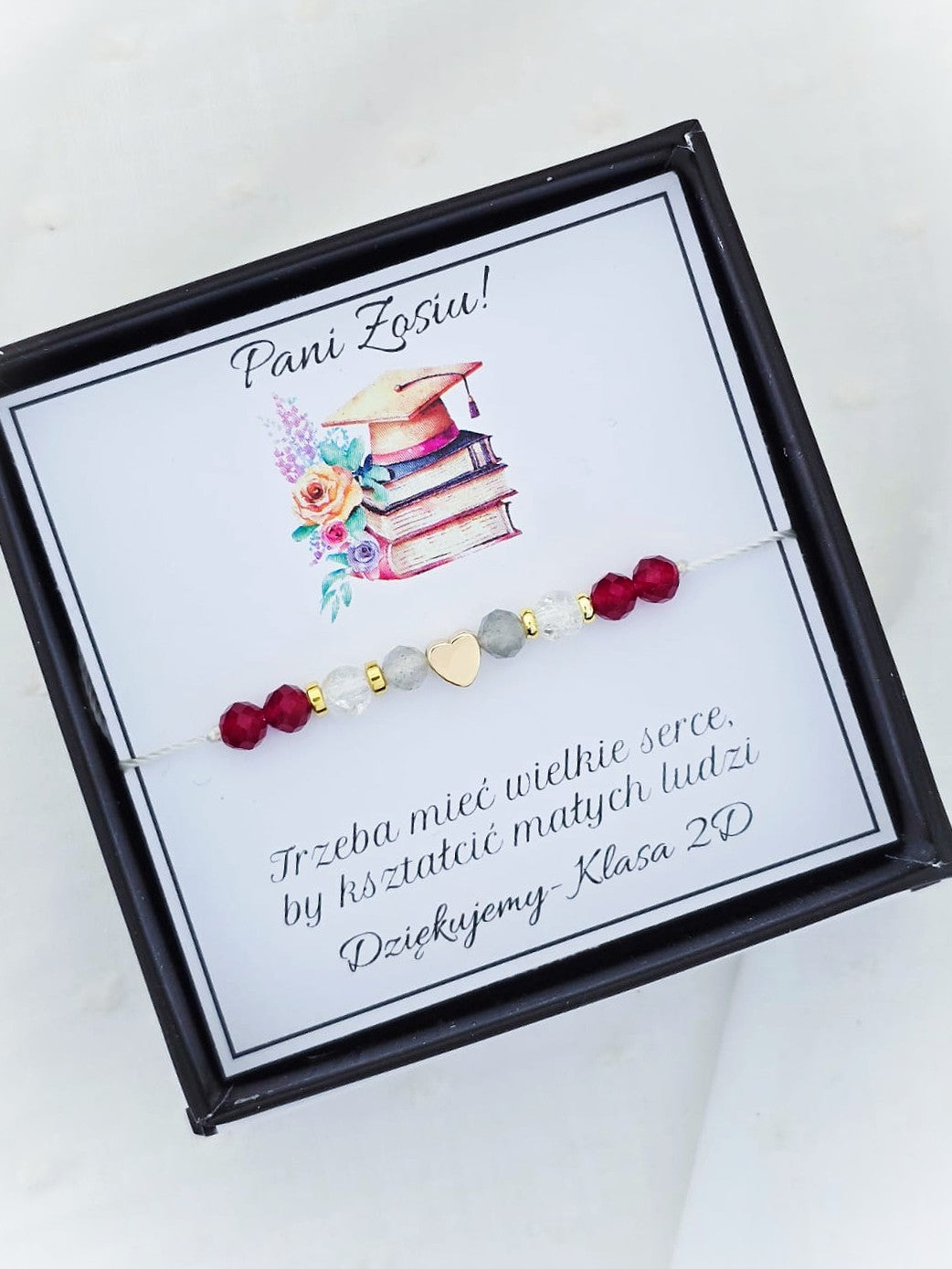 Bransoletka- podziękowanie dla nauczyciela- rubin, labradoryt, kryształ górski