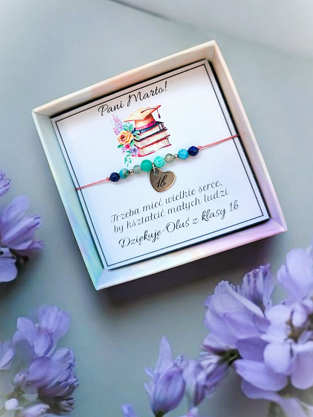 Bransoletka dla nauczyciela- lapis lazuli, amazonit, apatyt