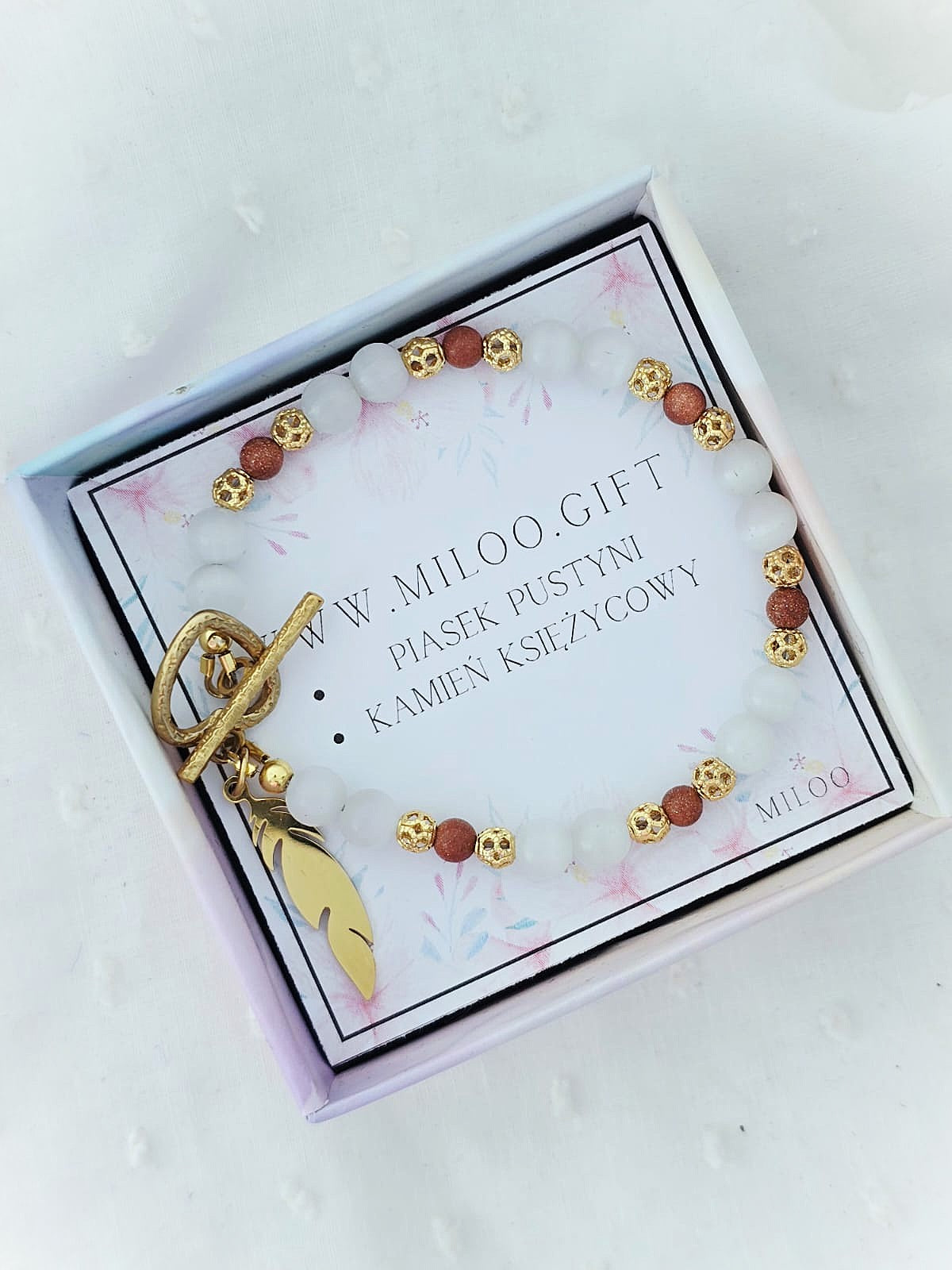 Bransoletka z kamieniem księżycowym i piaskiem pustyni - Biżuteria Miloo