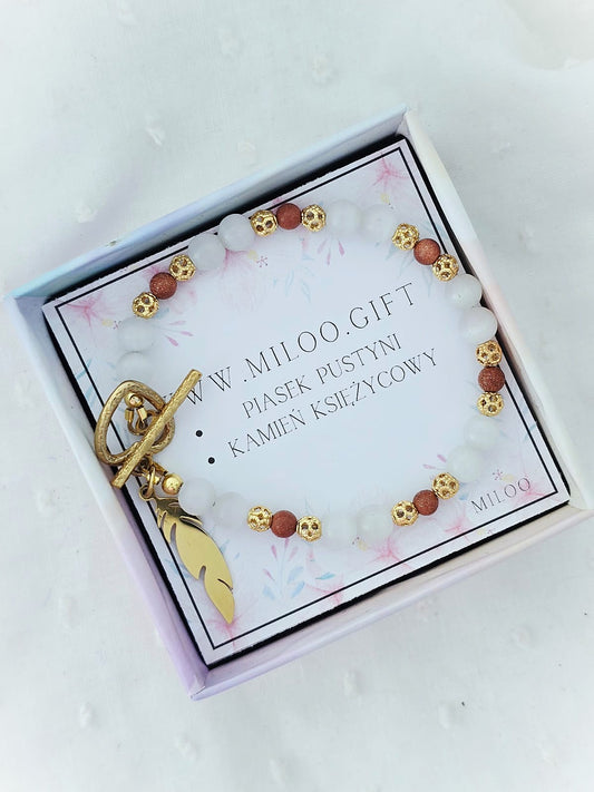 Bransoletka z kamieniem księżycowym i piaskiem pustyni - Biżuteria Miloo