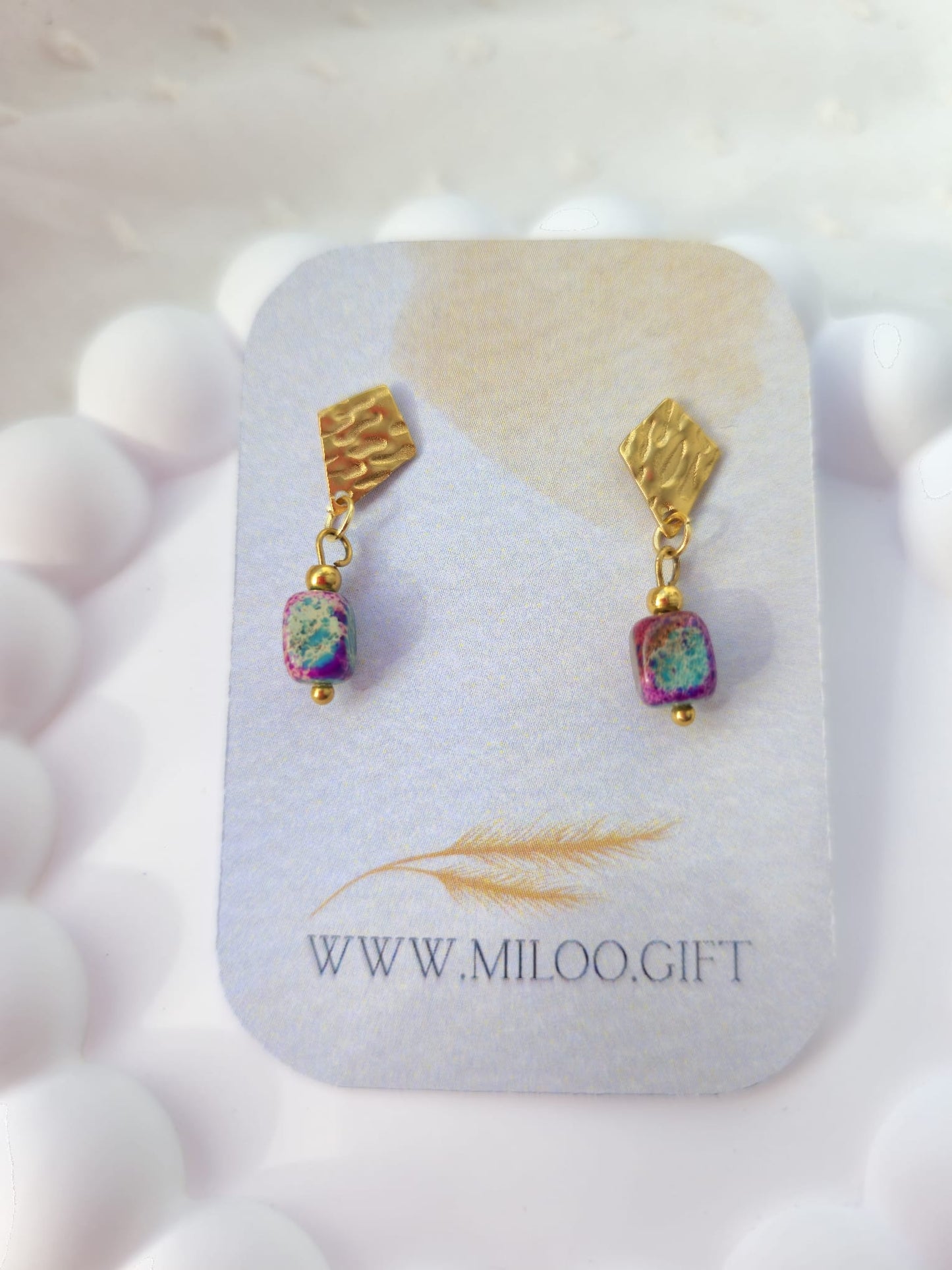 Kolczyki z prostokątnym jaspisem cesarskim