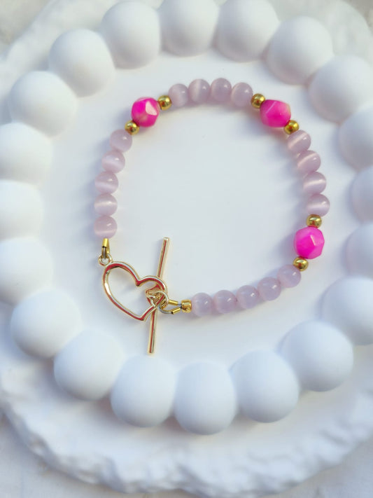 Bransoletka z jaspisem brzoskwiniowym i selenitem