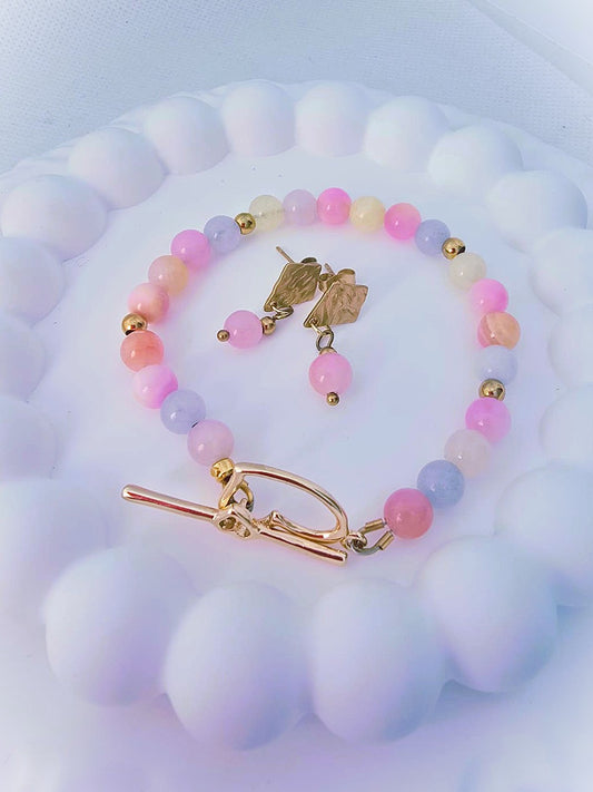 komplet bransoletka z kolczykami- jadeit perski