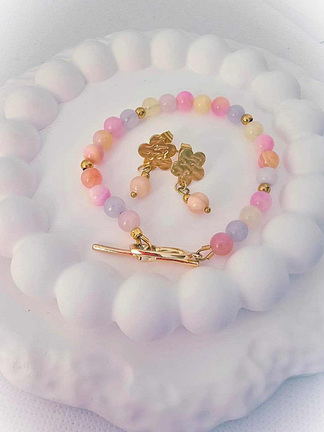 Komplet bransoletka i kolczyki z jadeitu perskiego