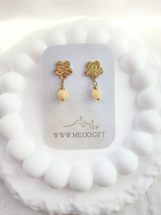 Kolczyki kwiatuszki- jadeit perski