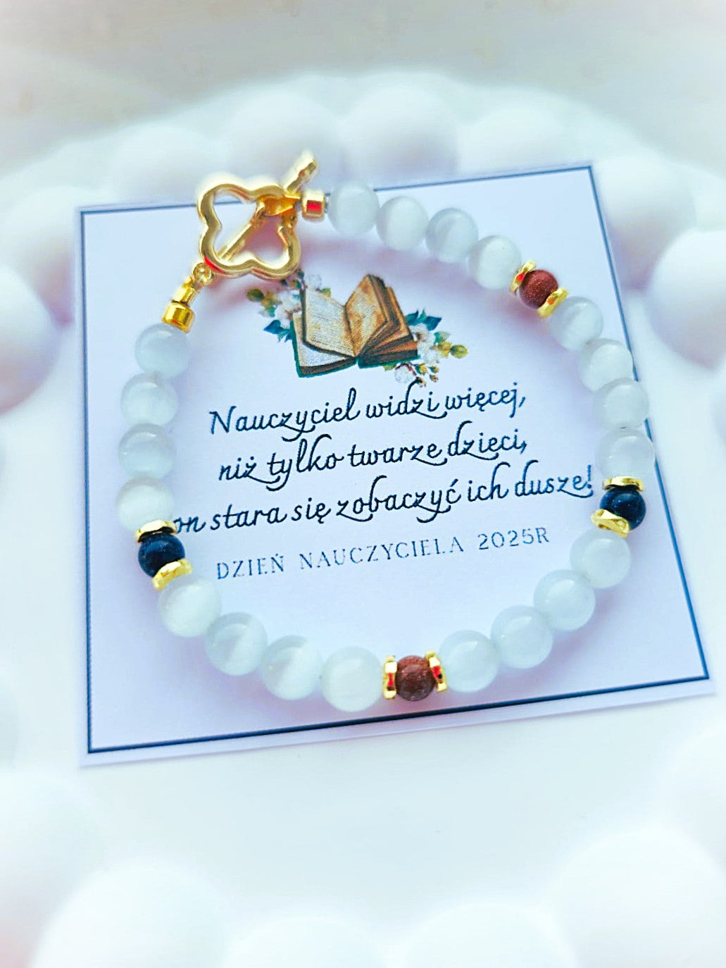 Bransoletka „Magia Nocy”- kamień księżycowy, noc Kairu, piasek pustyni