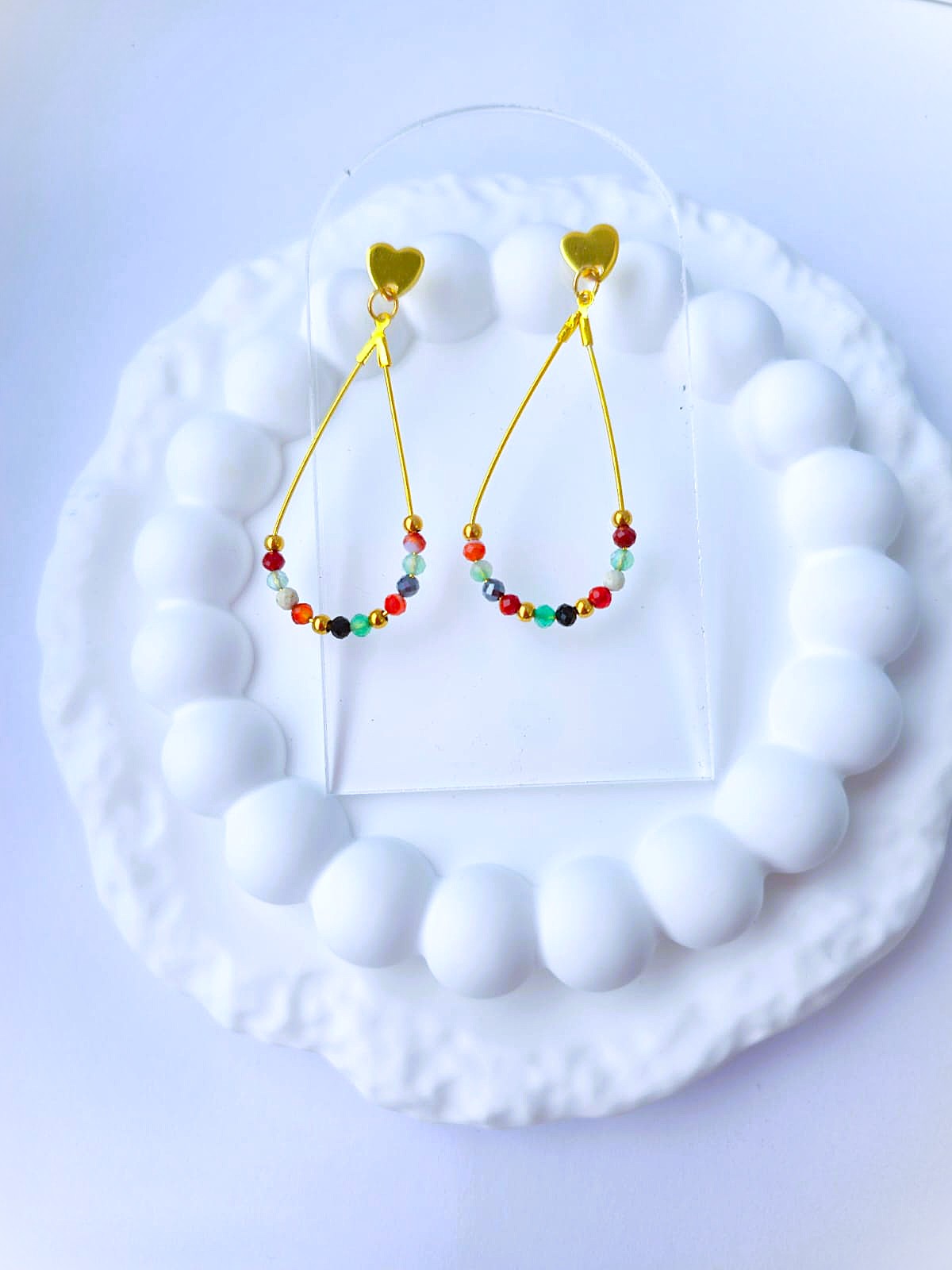 Kolczyki wiszące z kolorowym agatem