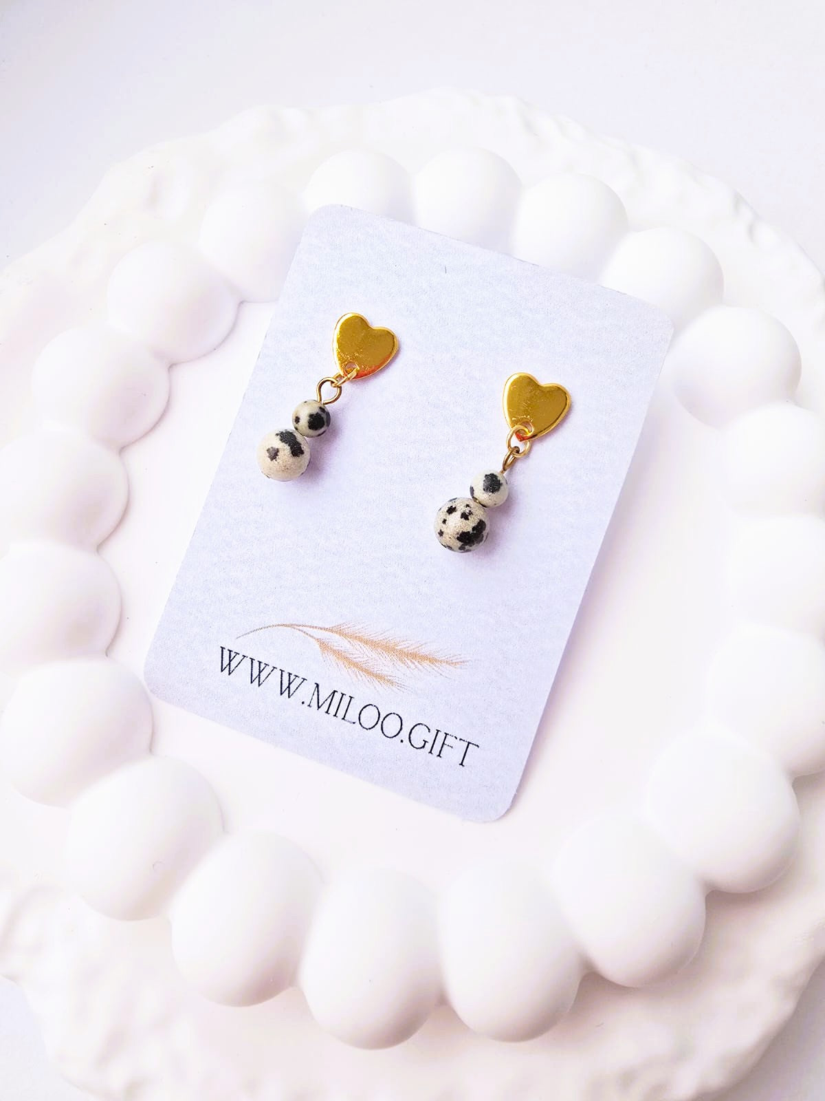 Kolczyki z jaspisem dalmatyńskim "bałwanki"