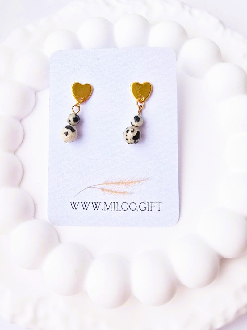 Kolczyki z jaspisem dalmatyńskim "bałwanki"