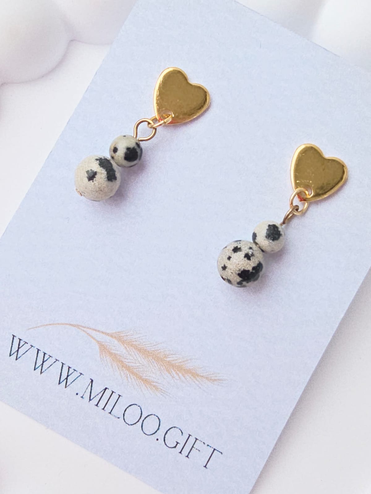 Kolczyki z jaspisem dalmatyńskim "bałwanki"