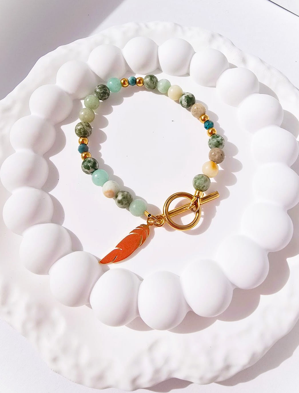 Bransoletka z Bransoletka z jaspisem afrykańskim, amazonitem i apatytem