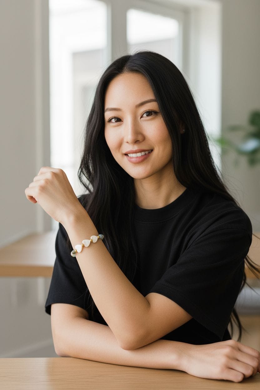 Bransoletka- amazonit i masa perłowa