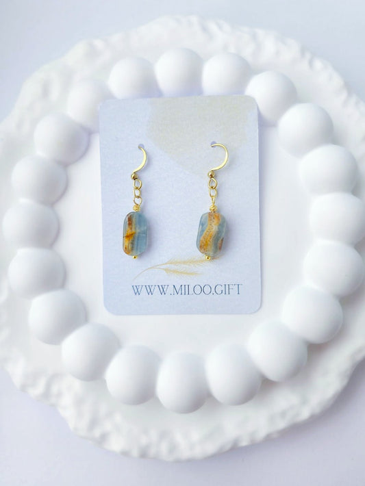 Kolczyki z prostokątnym kalcytem