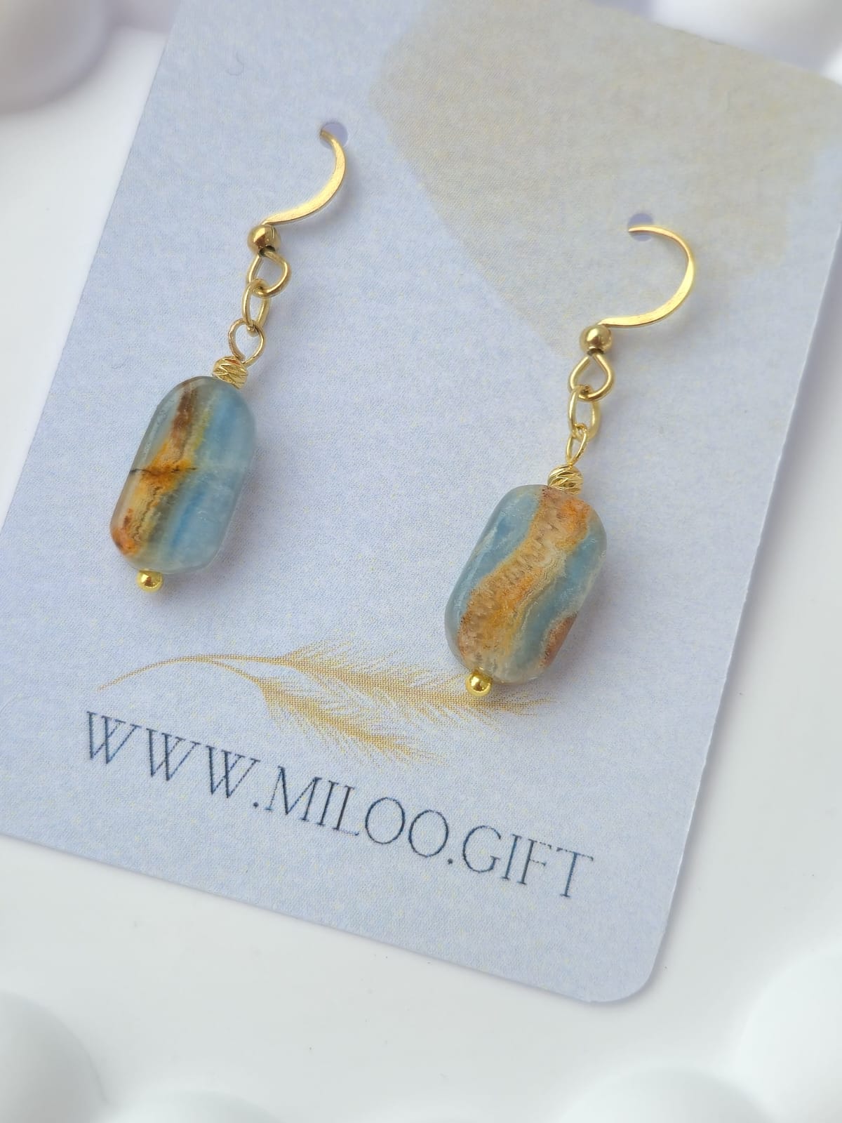 Kolczyki z prostokątnym kalcytem