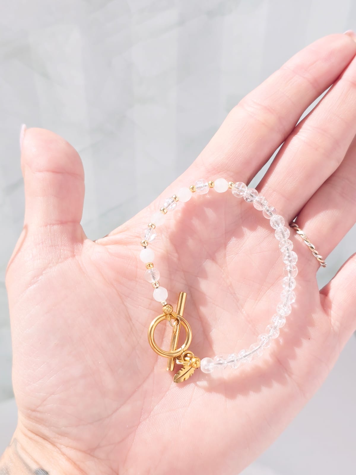 Bransoletka z kryształem górskim handmade