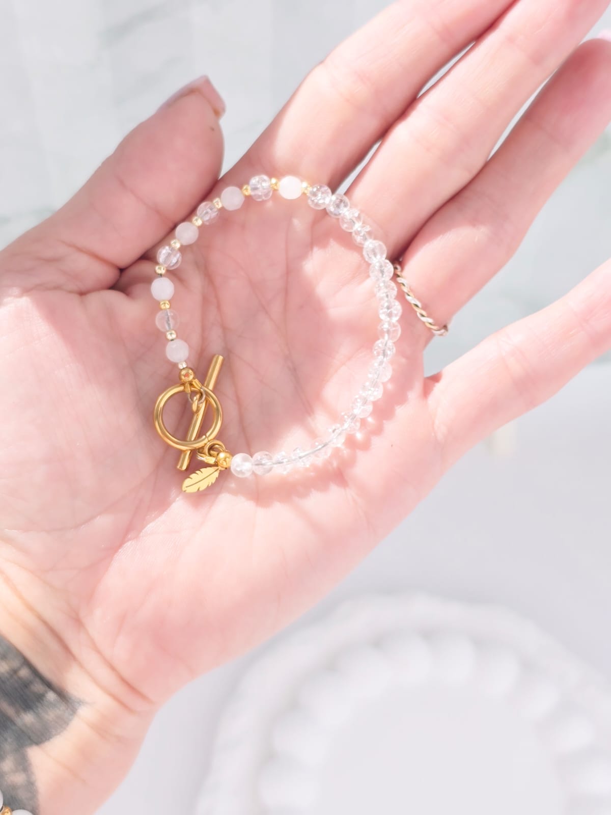 Bransoletka z kryształem górskim handmade