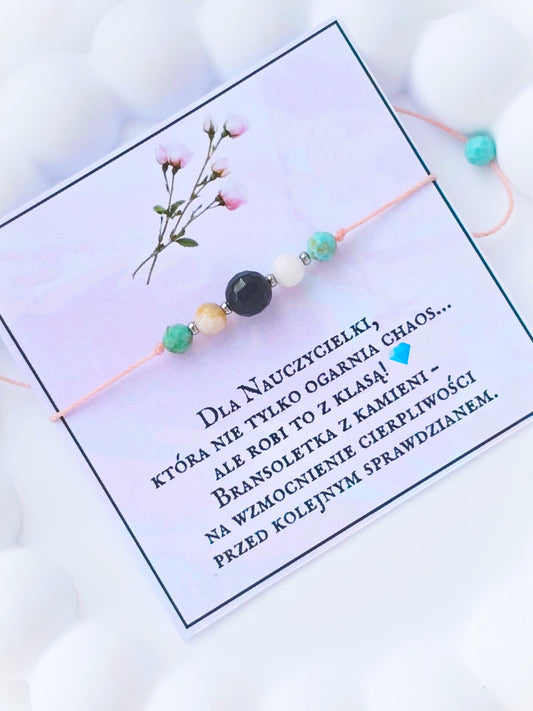 Bransoletka dla nauczyciela- Turkus, amazonit, Onyks