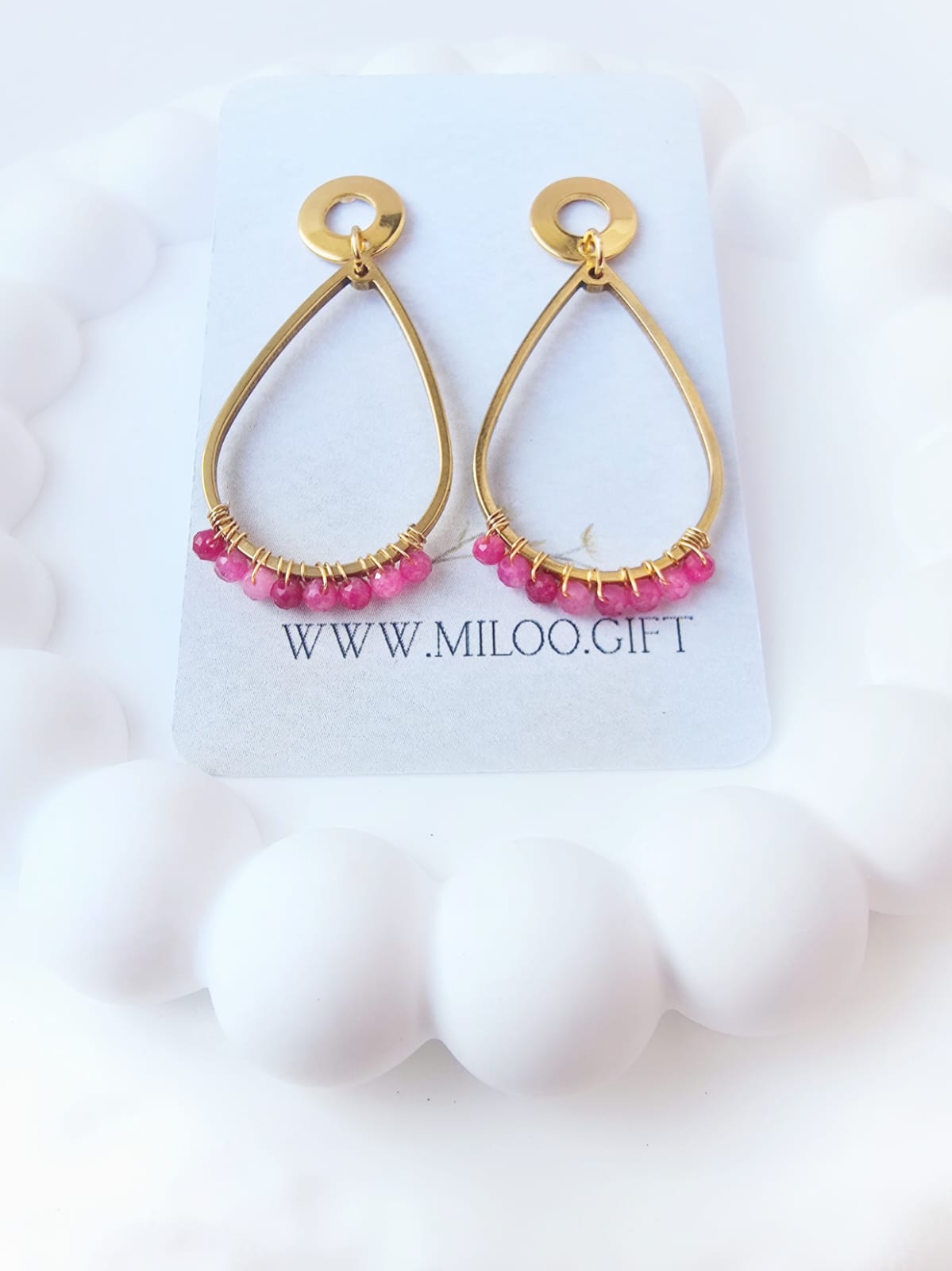 Kolczyki "łezki" z różowym turmalinem