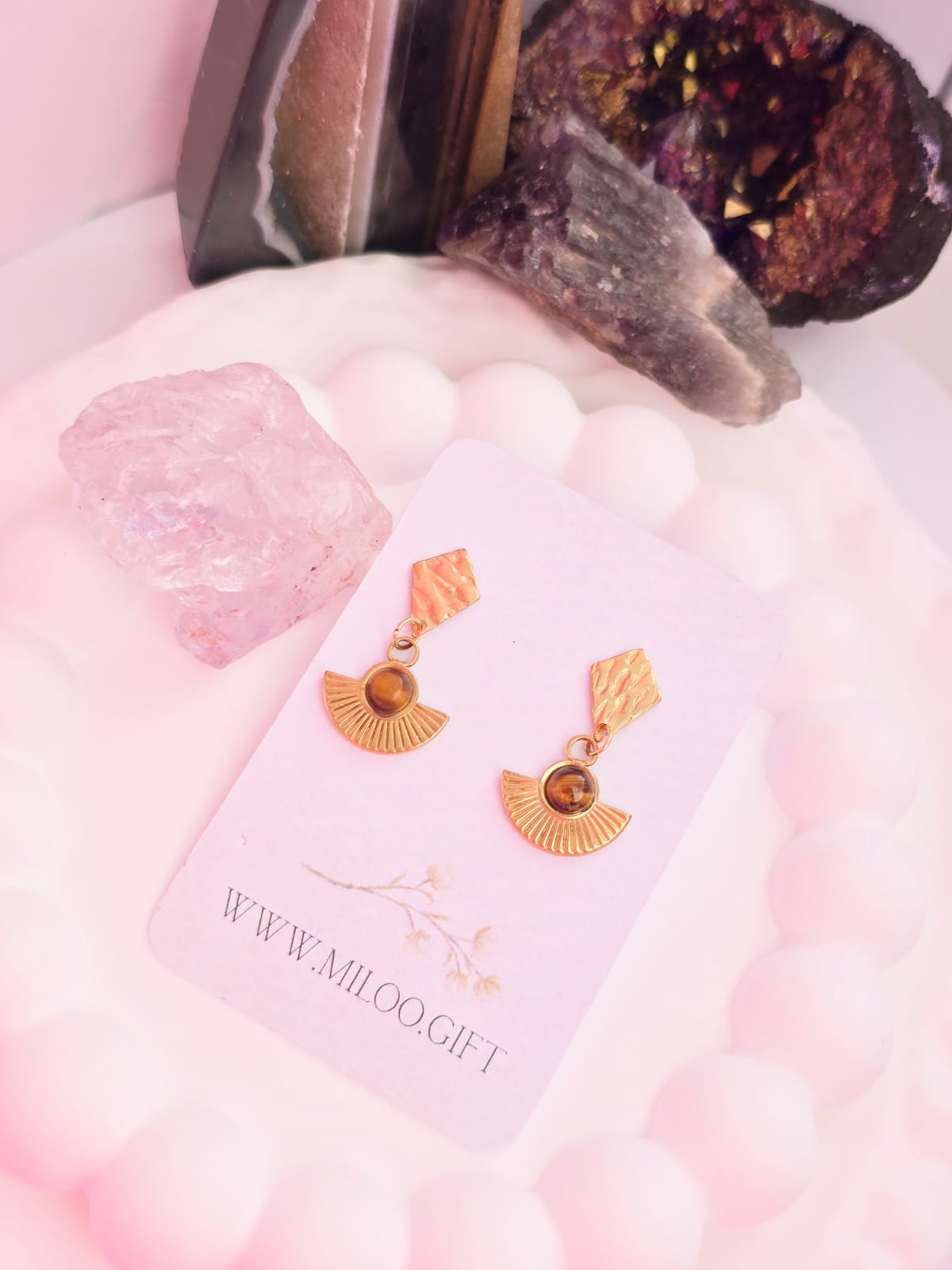 Wiszące kolczyki z tygrysim okiem