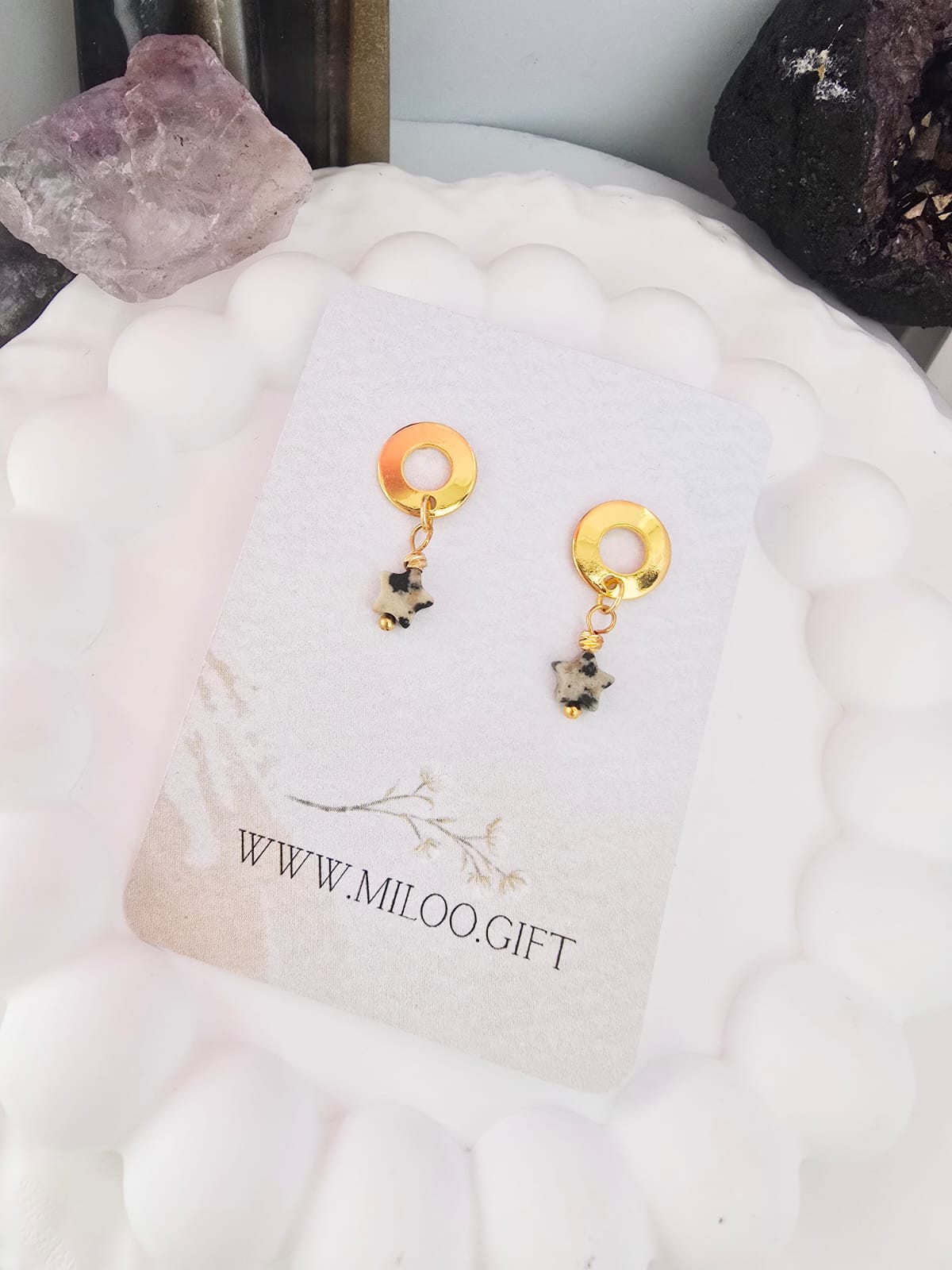 Kolczyki z jaspisem dalmatyńskim