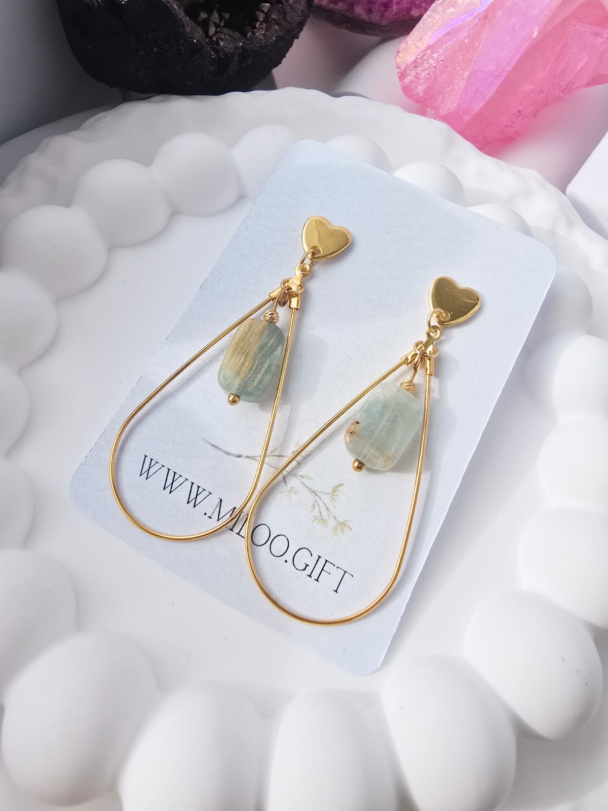 Długie wiszące kolczyki z kalcytem