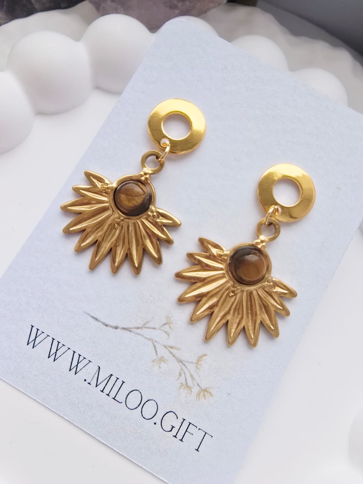 Wiszące kolczyki z tygrysim okiem