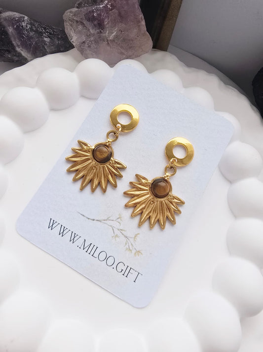 Wiszące kolczyki z tygrysim okiem