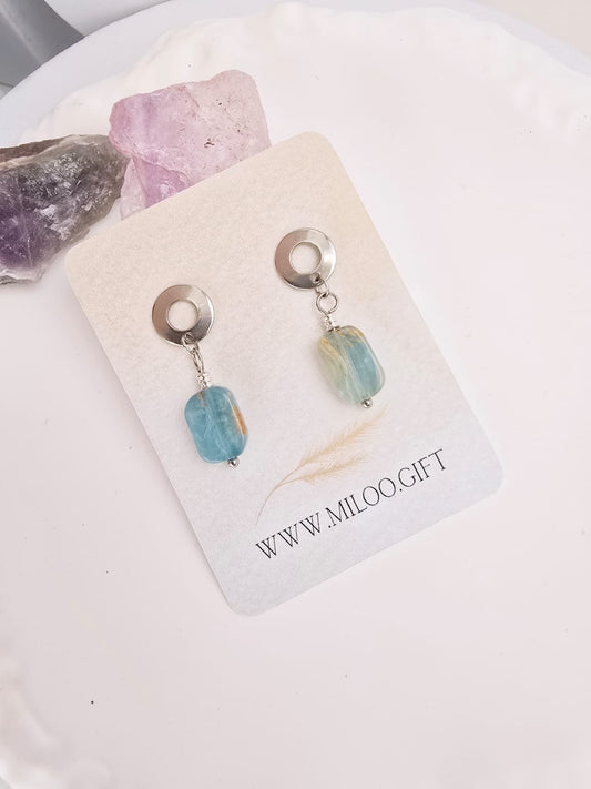 Kolczyki kalcyt prostokątny