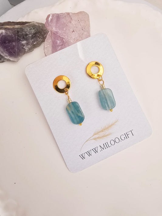 Kolczyki wiszące z kalcytem prostokątnym