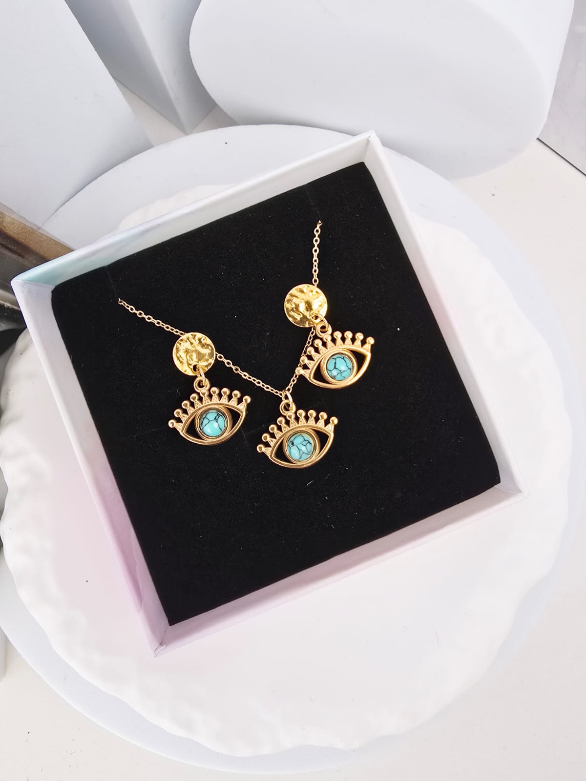 Zestaw- kolczyki i naszyjnik z turkusem