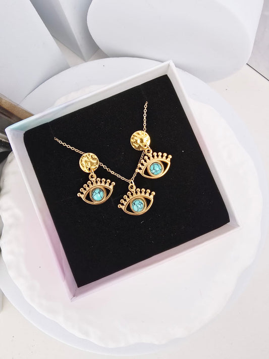 Zestaw- kolczyki i naszyjnik z turkusem