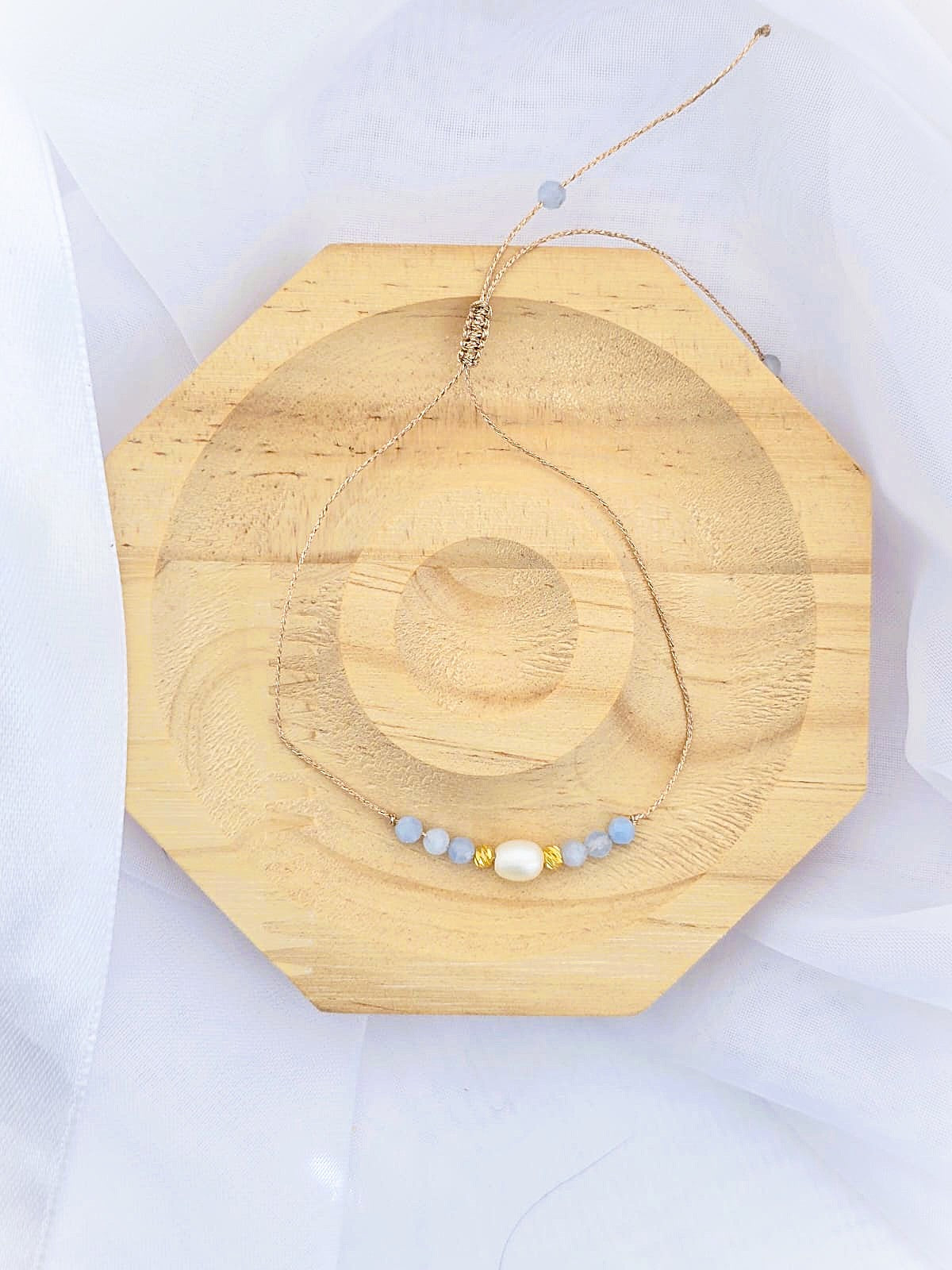 Bransoletka z Akwamarynem i perłą słodkowodną