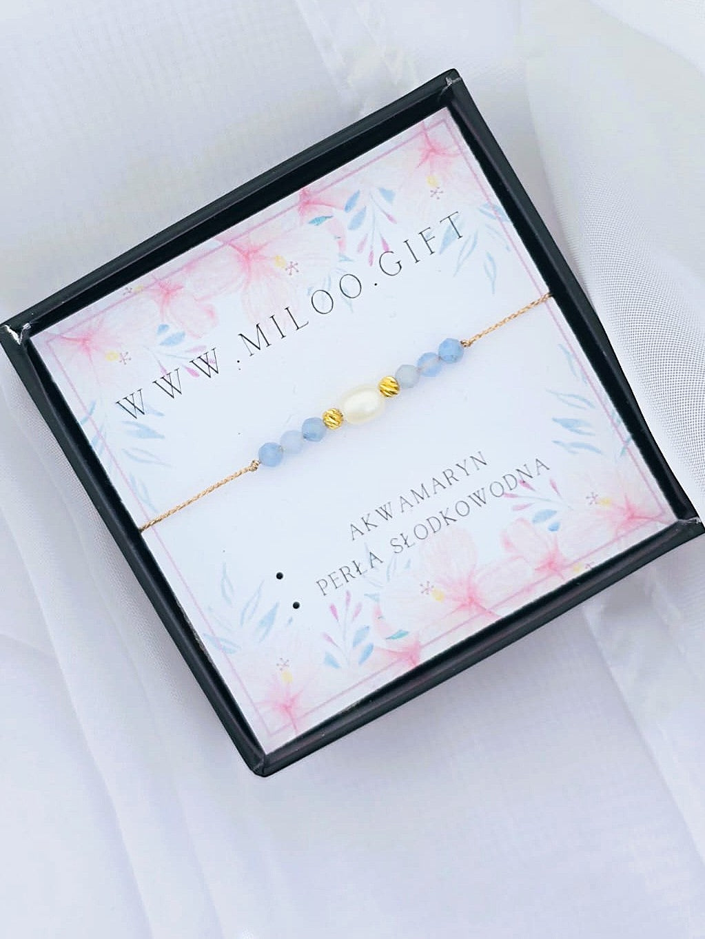 Bransoletka z Akwamarynem i perłą słodkowodną